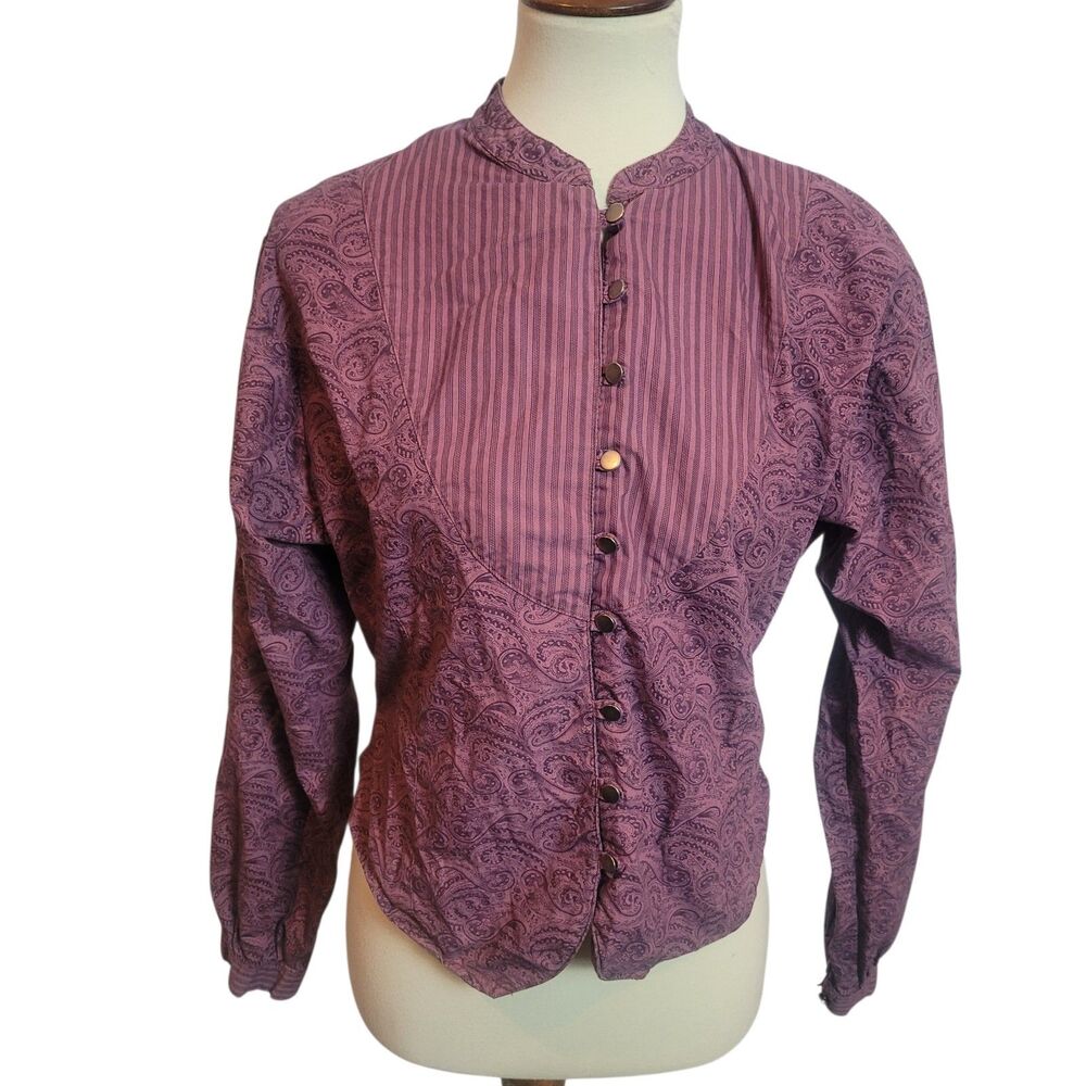 Wrangler Womens Western Button Up Shirt Purple Paisley Prairie Cowgirl Sz Medium